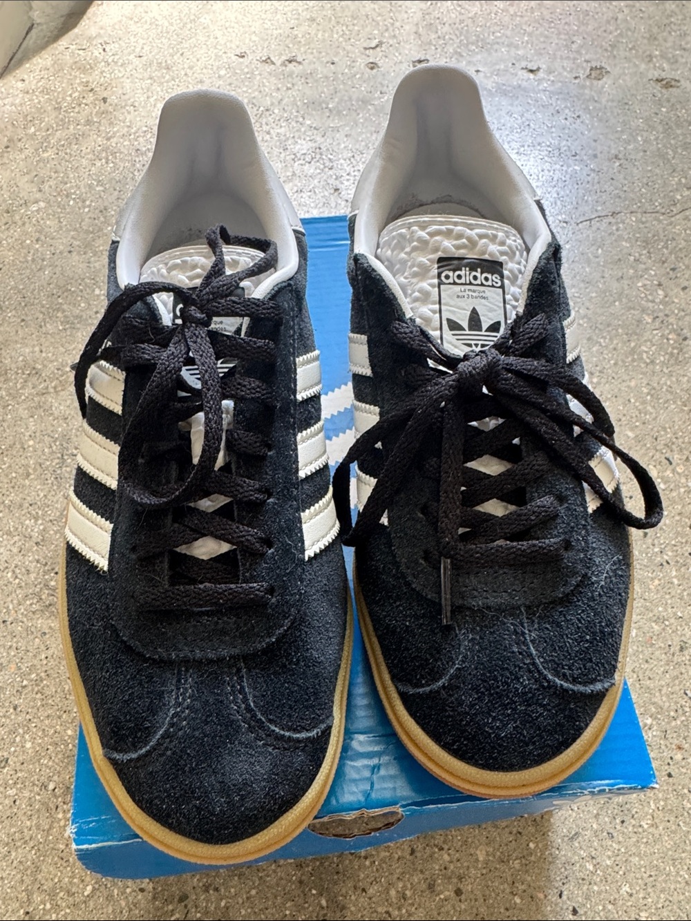 adidas Women’s Black & White Suede Sneakers with Gum Sole
